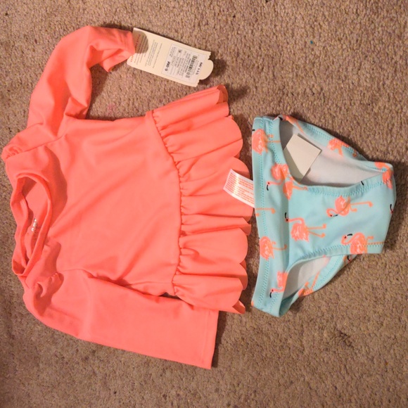 Cat & Jack Other - NWT Cat & Jack 6-9 Month Flamingo Swimsuit with Rashgard Top